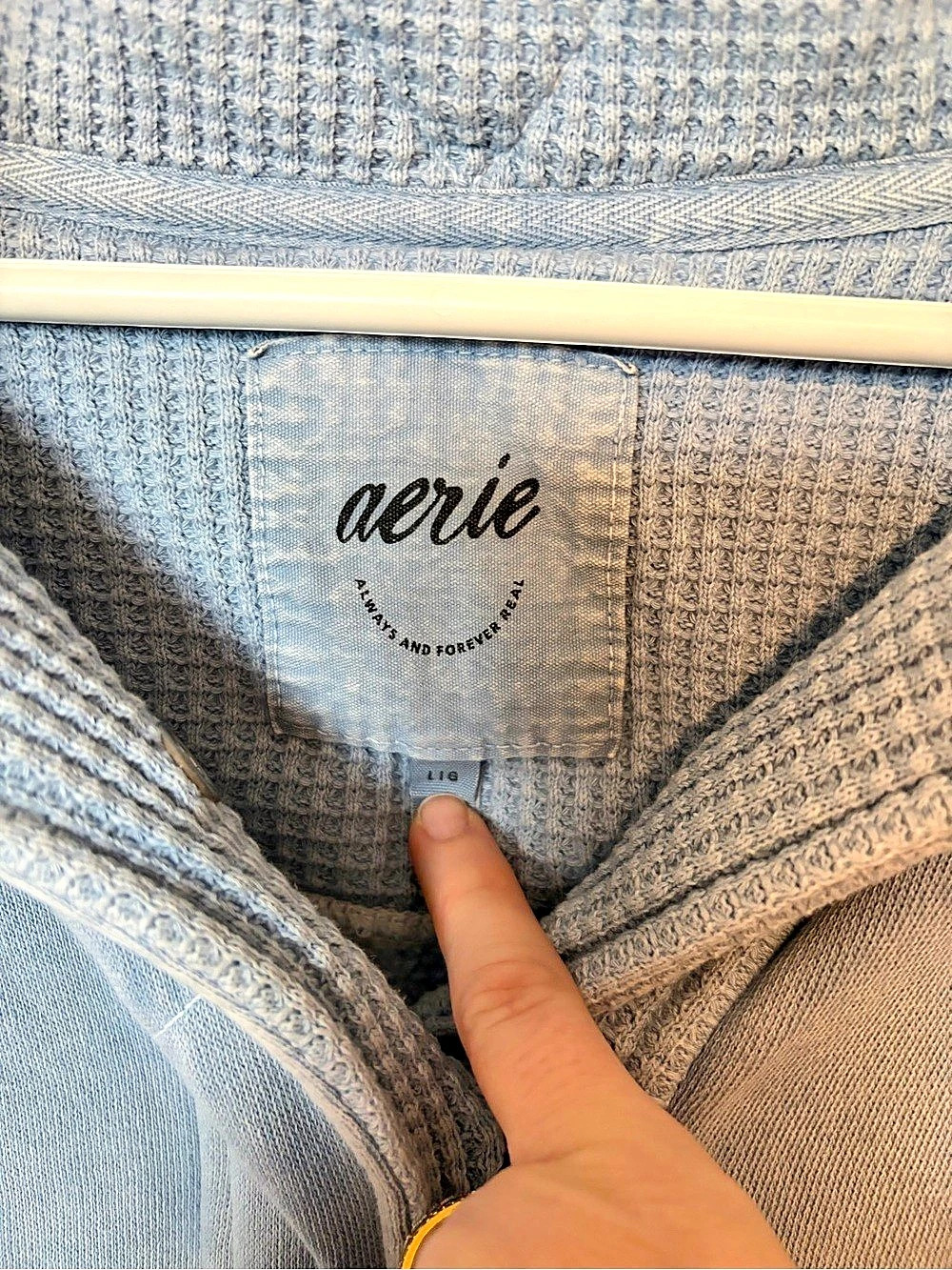 Aerie Offline Real Me Popover / Waffle Snap Up Sweatshirt Blue Large - Picture 3 of 4